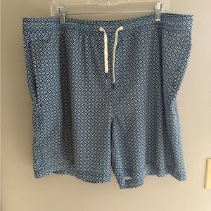 Elysian Swim Shorts Men’s SZ 2XL Blue White Design Quick Dry Mesh Lined Stretch